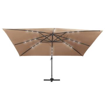 Cantilever Garden Parasol with LED Lights - 400x300 cm Taupe