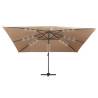 Cantilever Garden Parasol with LED Lights - 400x300 cm Taupe