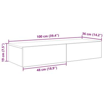 Wall Shelf with Drawers - White 100x36x19 cm | Hipomarket