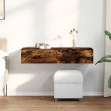 Wall Shelf with Drawers - Smoked Oak 100x36x19 cm | HipoMarket