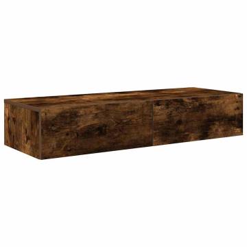 Wall Shelf with Drawers - Smoked Oak 100x36x19 cm | HipoMarket