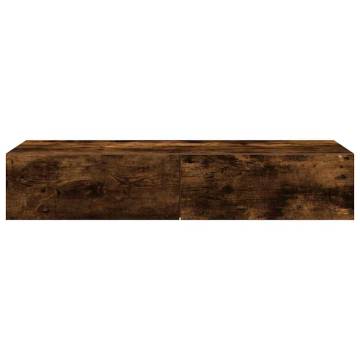 Wall Shelf with Drawers - Smoked Oak 100x36x19 cm | HipoMarket