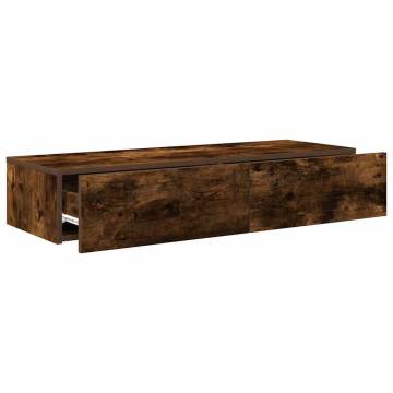 Wall Shelf with Drawers - Smoked Oak 100x36x19 cm | HipoMarket