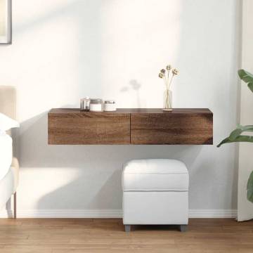 Wall Shelf with Drawers - Brown Oak | 100x36x19 cm Engineered Wood