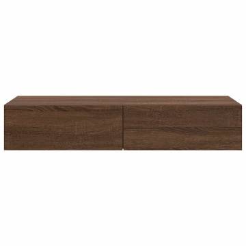 Wall Shelf with Drawers - Brown Oak | 100x36x19 cm Engineered Wood