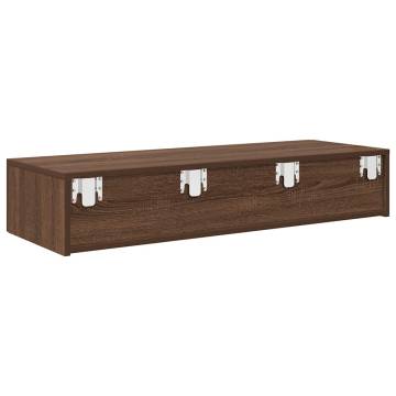 Wall Shelf with Drawers - Brown Oak | 100x36x19 cm Engineered Wood