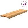 8 pcs Light Brown Stair Treads - Solid Oak | HipoMarket