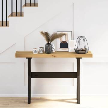 NOAIN Console Table with X-Shaped Legs - Solid Pine Wood