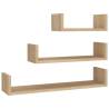 Wall Display Shelf Set - 3 pcs Sonoma Oak Engineered Wood