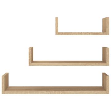 Wall Display Shelf Set - 3 pcs Sonoma Oak Engineered Wood