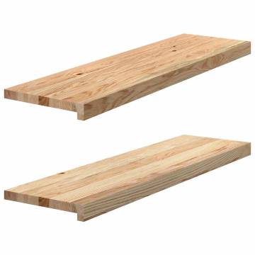 Stair Treads - 2 pcs Untreated Solid Oak 90x25x2 cm