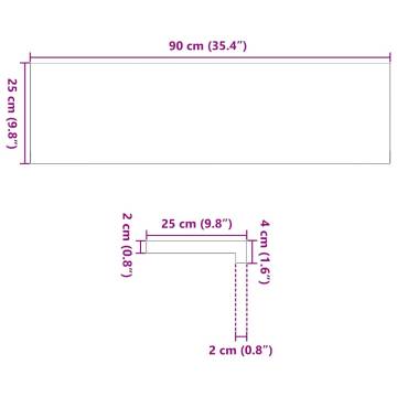 Stair Treads - 2 pcs Untreated Solid Oak 90x25x2 cm