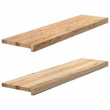 Stair Treads 2 pcs Untreated Solid Oak - Natural Elegance