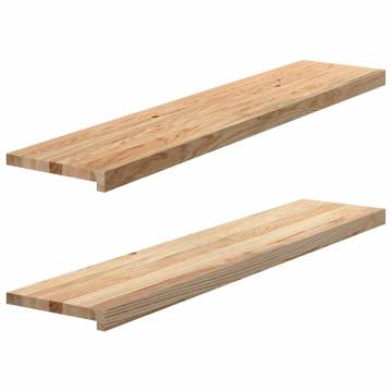 Stair Treads 2 pcs Solid Oak 120x30x2 cm - Natural Wood Finish