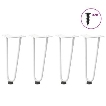 Hairpin Table Legs 4pcs White 30cm Solid Steel | HiPoMarket