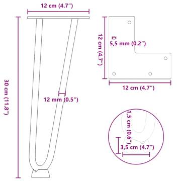 Hairpin Table Legs 4pcs White 30cm Solid Steel | HiPoMarket