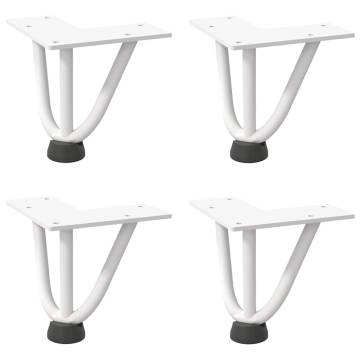 Hairpin Table Legs 4 pcs White 10 cm Solid Steel | HipoMarket