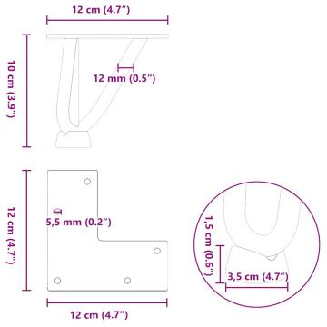 Hairpin Table Legs 4 pcs White 10 cm Solid Steel | HipoMarket