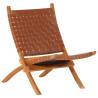 Folding Relaxing Chair Brown Real Leather Colour brown Size 55 x 67 x 79 cm Quantity in Package 1 