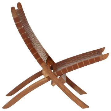 Folding Relaxing Chair - Brown Real Leather | HipoMarket