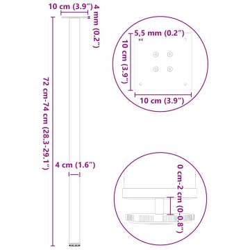 Coffee Table Legs 4 pcs White 72-74 cm Steel - Hipomarket