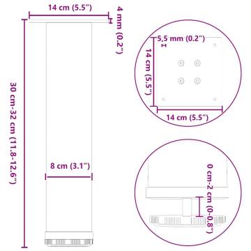 Coffee Table Legs - 4 pcs Anthracite Steel 30-32 cm | HipoMarket