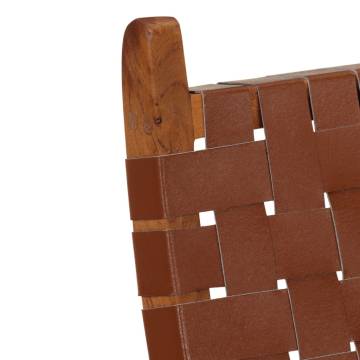 Folding Relaxing Chair - Brown Real Leather | HipoMarket