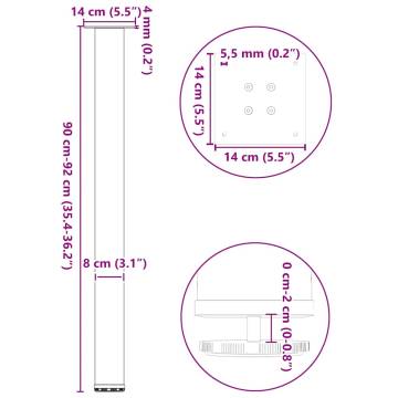 Coffee Table Legs (Anthracite) - 4 pcs Steel, 90-92 cm