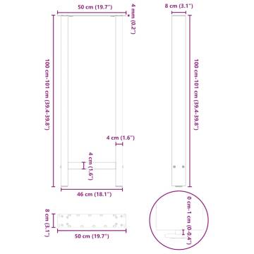 White Coffee Table Legs - 2 pcs 50x(100-101) cm Steel