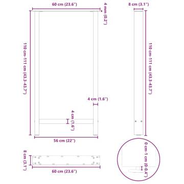 Stylish White Coffee Table Legs - Durable Steel (2 pcs)