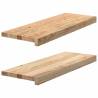 Stair Treads 2 pcs Untreated Solid Wood Oak - Hipomarket