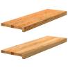 Stair Treads 2 pcs Light Brown Solid Wood Oak - Durable & Stylish