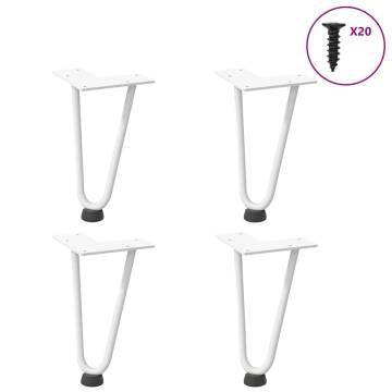 Hairpin Table Legs 4 pcs White 20 cm Solid Steel | HipoMarket