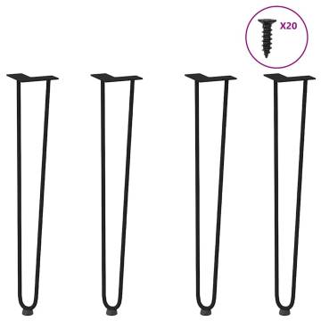 Hairpin Table Legs 4 pcs Black 72 cm Solid Steel - Hipomarket