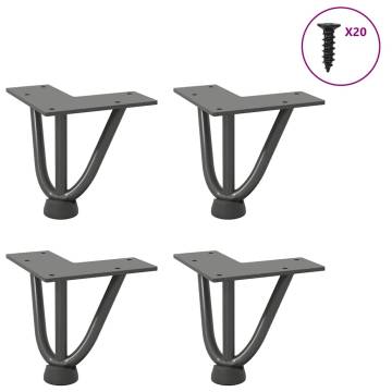 Hairpin Table Legs 4 pcs Anthracite 10 cm Solid Steel | HipoMarket