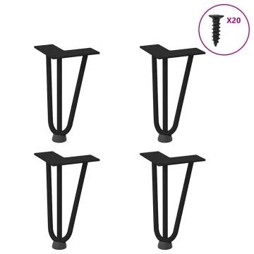 Hairpin Table Legs 4 pcs Black 20 cm Solid Steel - Hipomarket