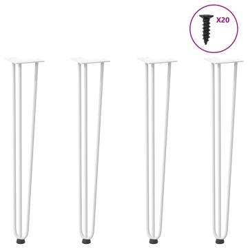 Hairpin Table Legs 4 pcs White Solid Steel 72 cm | HipoMarket UK