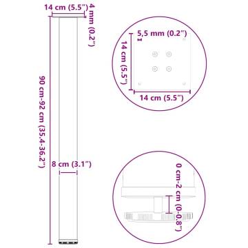 Black Coffee Table Legs Set of 4 | 90-92 cm Steel