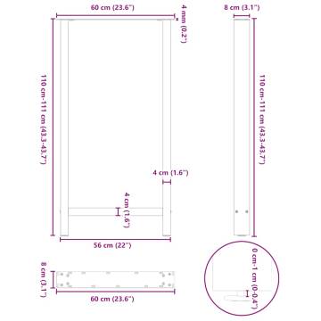 Stylish Anthracite Coffee Table Legs - 60x(110-111) cm Steel