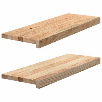 Oak Stair Treads 2 pcs | Untreated Solid Wood 70x30x2 cm