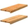 Stair Treads 2 pcs Light Brown Solid Wood Oak - Hipomarket