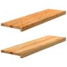 Light Brown Solid Oak Stair Treads - Set of 2 | HipoMarket