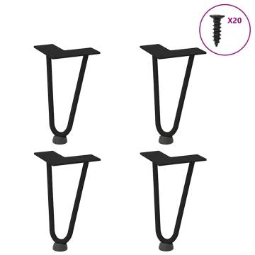 Hairpin Table Legs 4 pcs Black 20 cm Solid Steel | Hipo Market