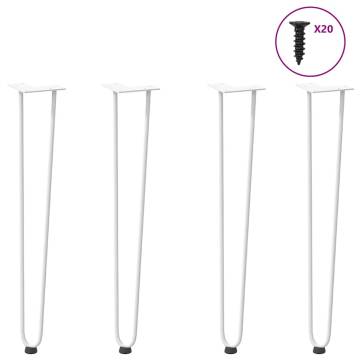 Hairpin Table Legs 72 cm - Set of 4 White Solid Steel