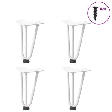 Hairpin Table Legs 4 pcs White 20 cm Solid Steel | HipoMarket