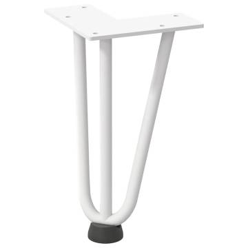 Hairpin Table Legs 4 pcs White 20 cm Solid Steel | HipoMarket