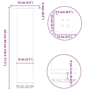 Coffee Table Legs - 4 pcs White Steel (42-44 cm) - Durable & Stylish