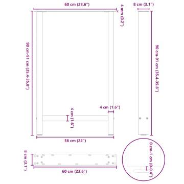 Coffee Table Legs White 2pcs 60x(90-91) cm Steel | HipoMarket