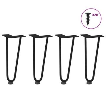 Hairpin Table Legs 4 pcs Black 30 cm Solid Steel | Hipo Market