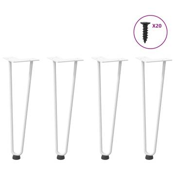 Hairpin Table Legs 4 pcs White 42 cm Solid Steel | HipoMarket